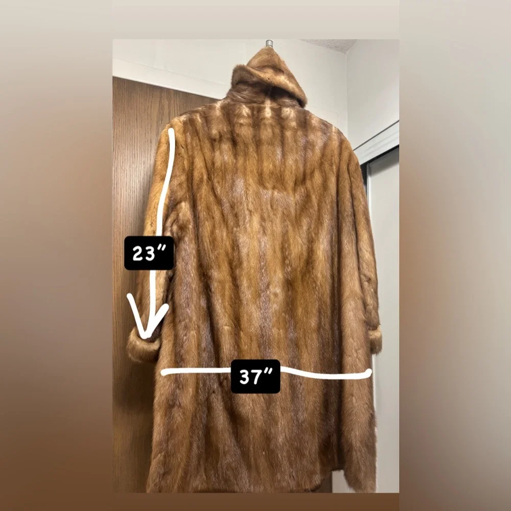 Custom made Mink Fur coat ladies Size 12-14 Jacket with Plush Fur Collar - Picture 4 of 16